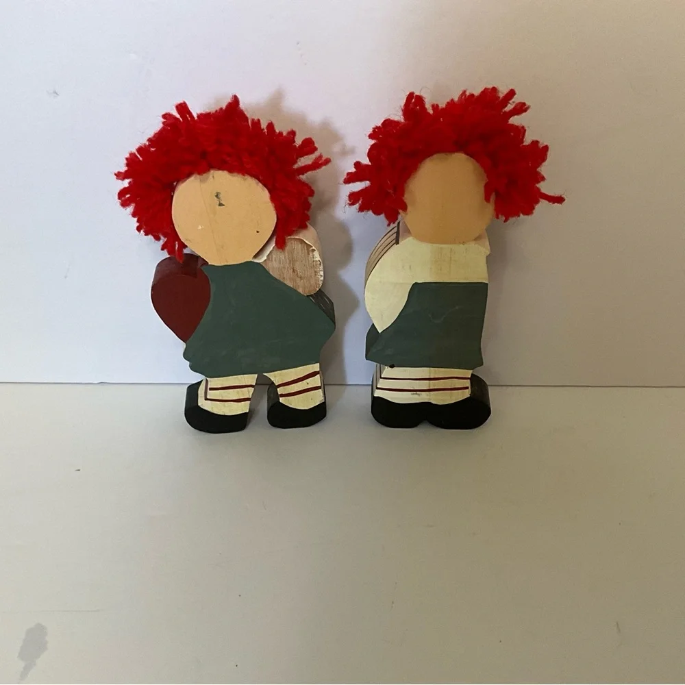Vintage Raggedy Ann And Andy Wooden Hand Painted Shelf Sitters (Only)